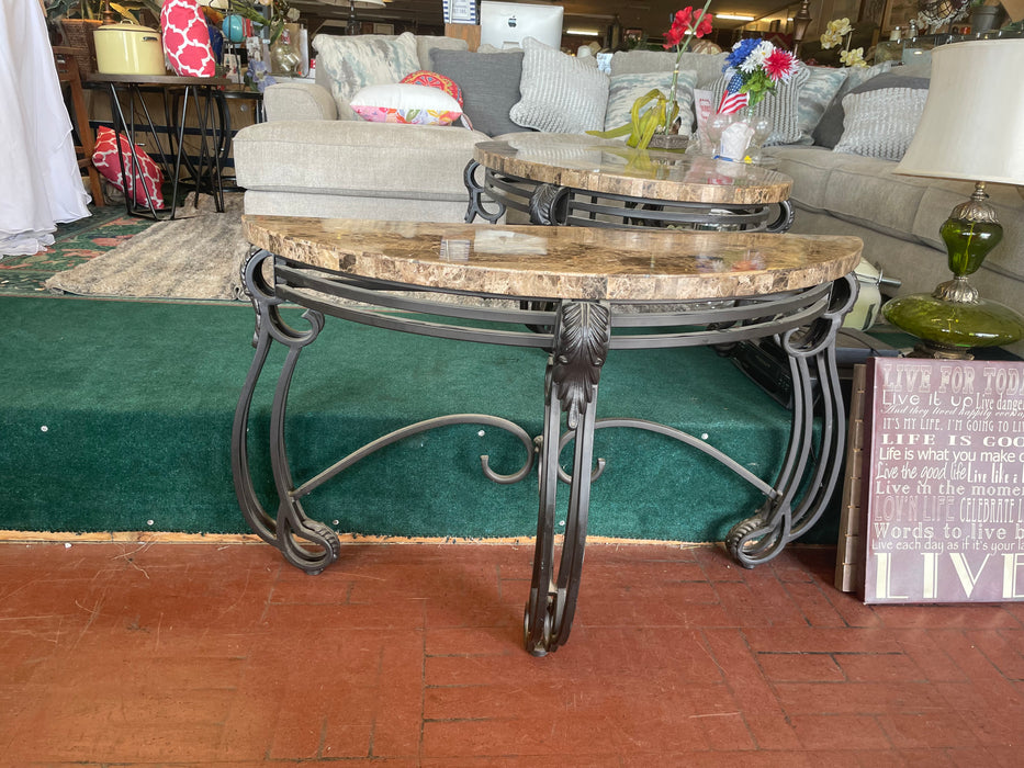 Wrought iron & granite sofa table 32963