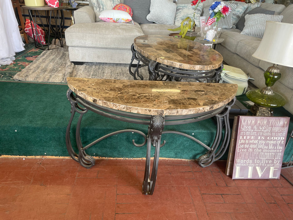 Wrought iron & granite sofa table 32963