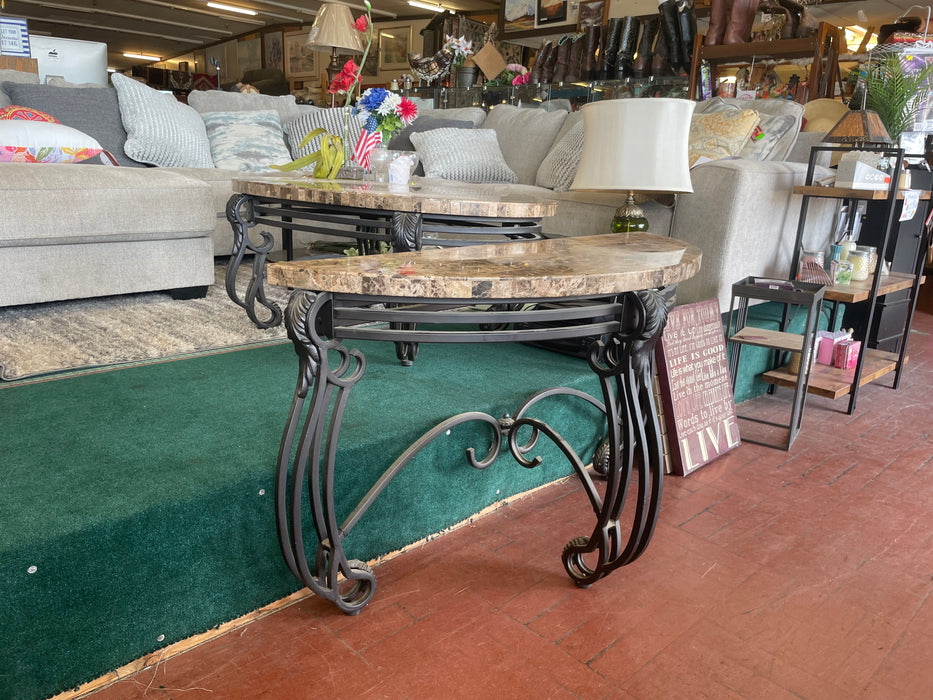 Wrought iron & granite sofa table 32963