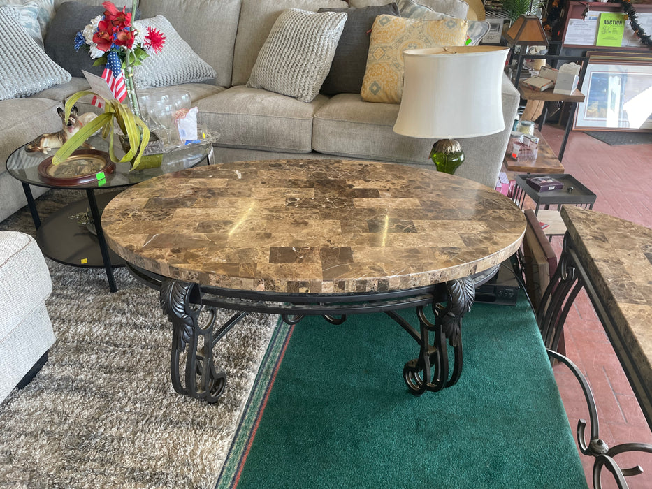 Wrought iron & granite coffee table 32964