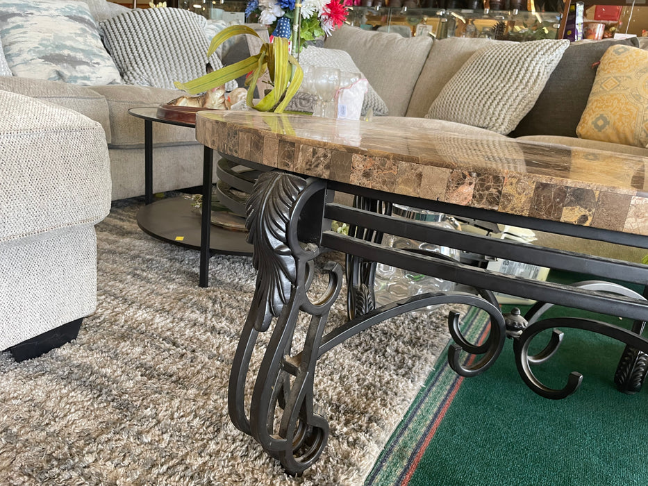 Wrought iron & granite coffee table 32964