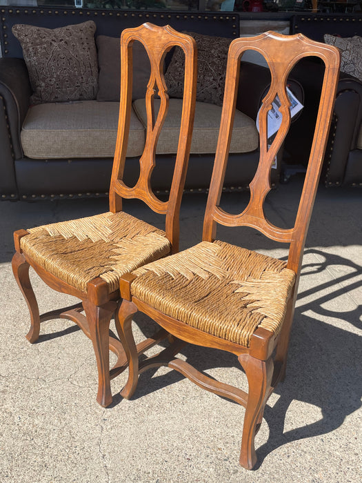 Wood kitchen or dining chairs reed seats 32981