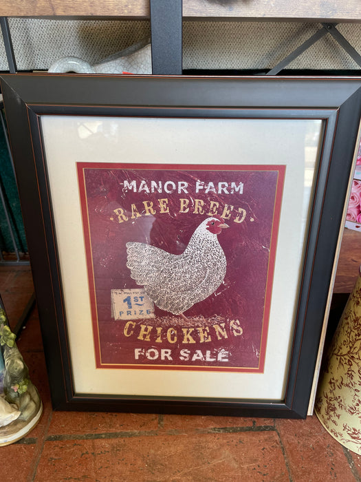 Farmhouse rooster and hen picture 2pc set 32998