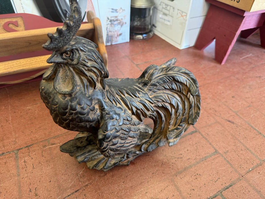 Large black rooster sculpture 33007