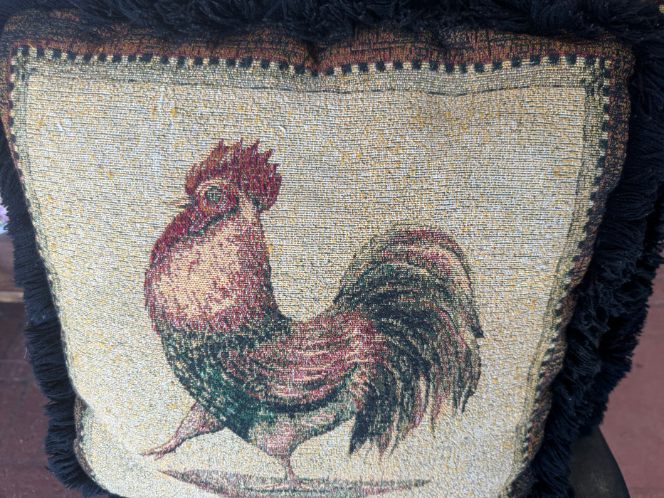 Rooster woven pillows with frilled edge 2pc set 32989