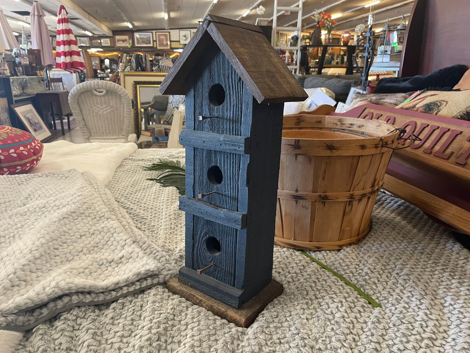 Blue wood bird house decor 33008