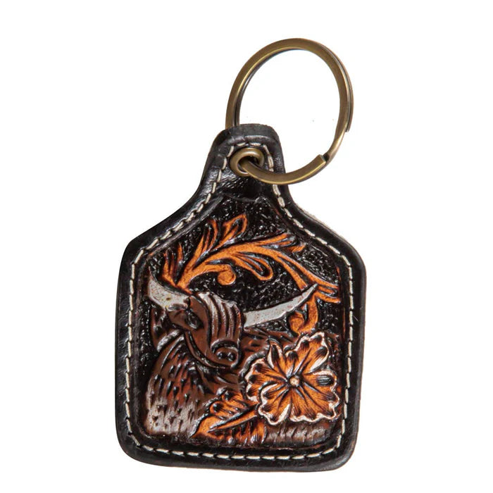 Blazing Blooms Hand-Tooled Key Fob NEW MY-S-8193