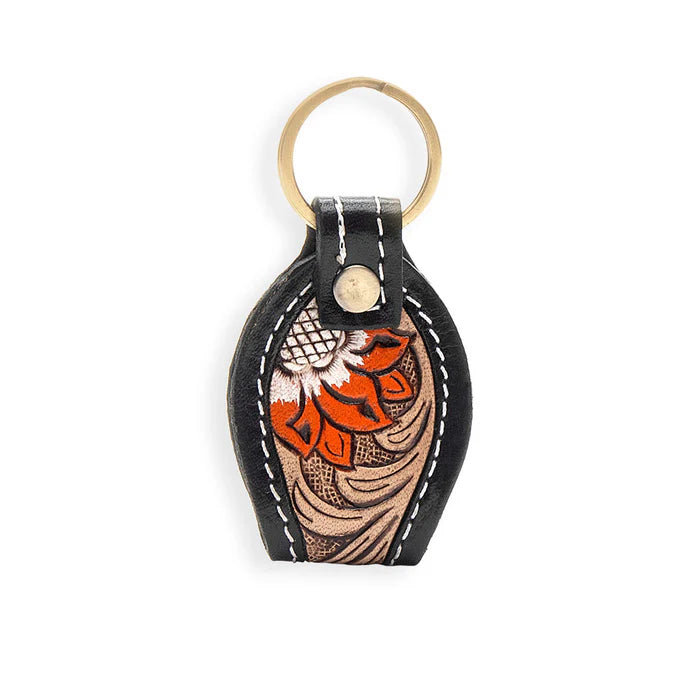 Hi There Hand-tooled Leather Key Fob NEW MY-S-9840