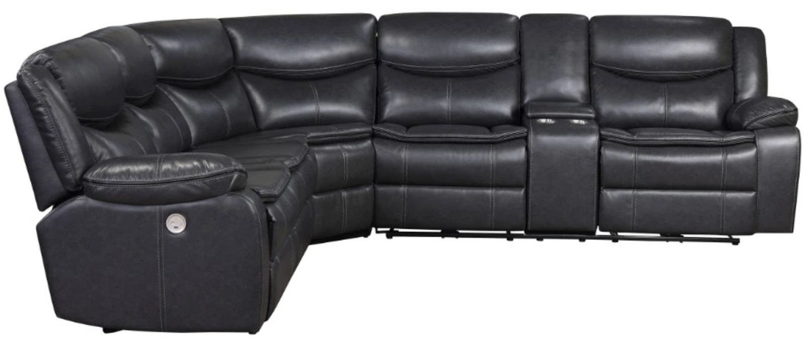 Sycamore Power Reclining Leatherette Sectional Sofa/Couch Dark Gray/Grey NEW CO-610200P