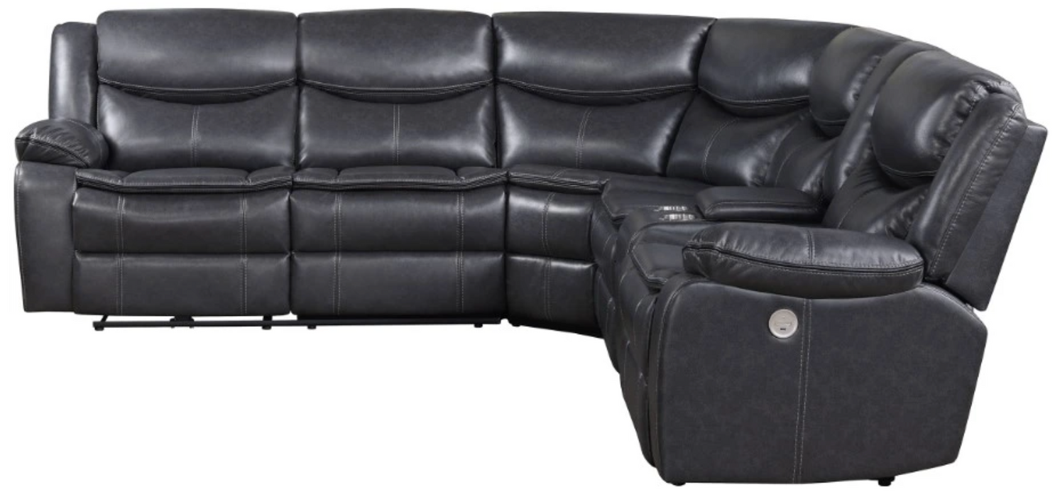 Sycamore Power Reclining Leatherette Sectional Sofa/Couch Dark Gray/Grey NEW CO-610200P