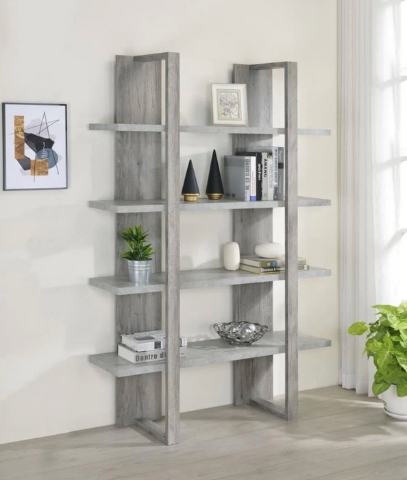 Bookcase display shelf grey/gray driftwood finish NEW CO-882037