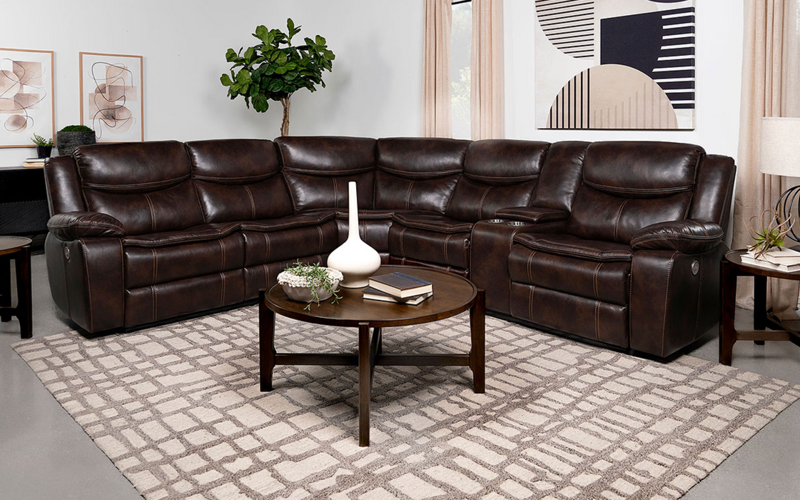 Sycamore POWER Reclining Leatherette Sectional Sofa/Couch Brown NEW CO-610190P