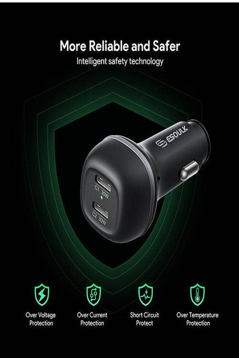 Esoulk 60W PD Dual USB-C Car Charging Plug EK2004BK