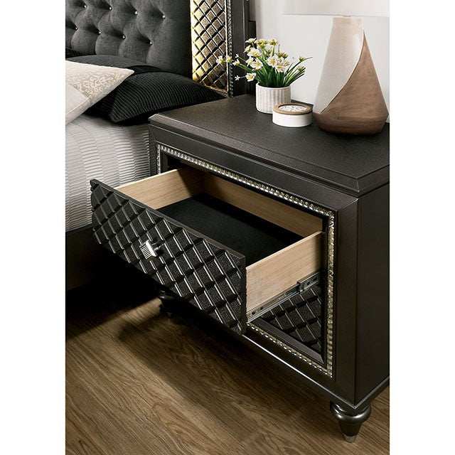 Demetria Metallic Gray Night Stand