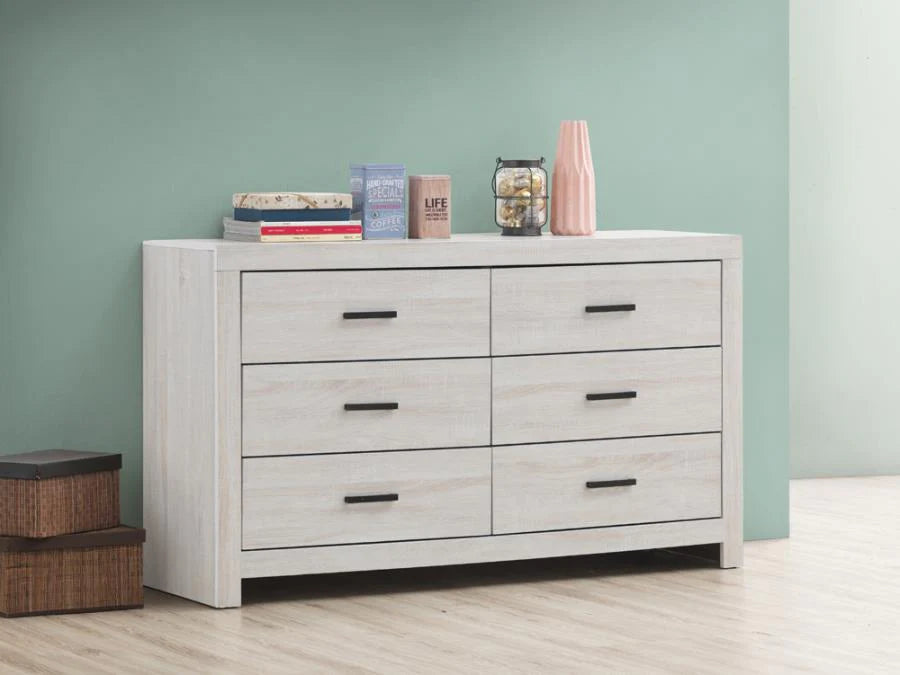 Marion 6-drawer dresser coastal white finish NEW CO-207053