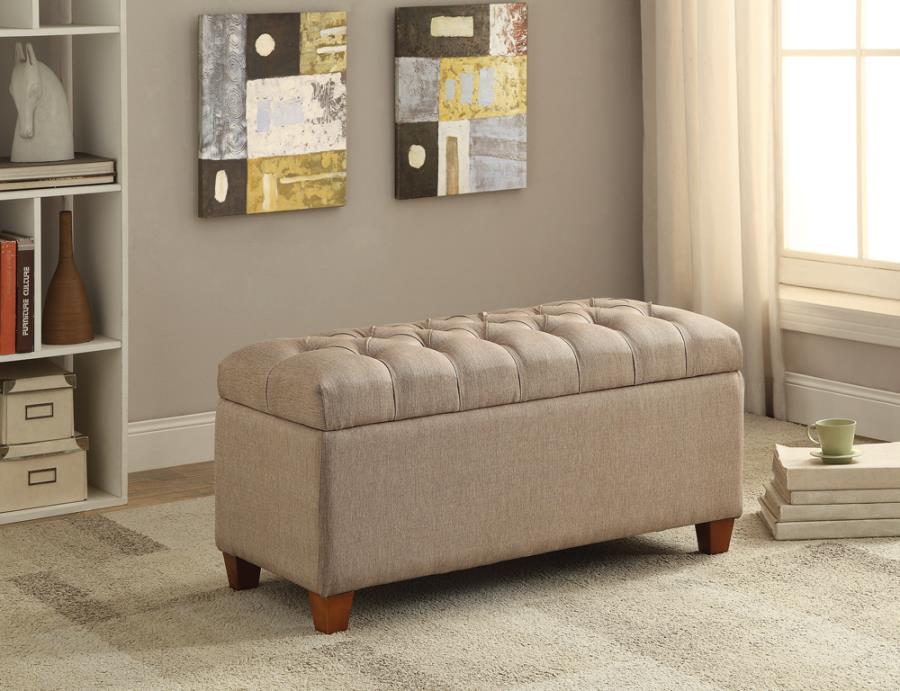 Storage bench tufted, beige/taupe NEW CO-500064