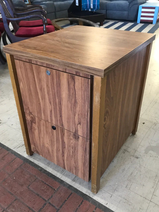 Filing cabinet 2-drawer wood type locks no key 19237