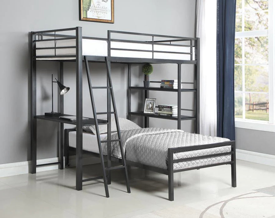 Hadley metal loft bed twin gunmetal dark grey/gray NEW CO-400961T