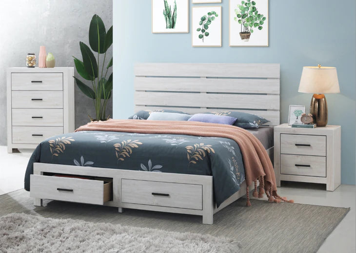 Marion platform storage bed queen coastal white NEW CO-207050Q