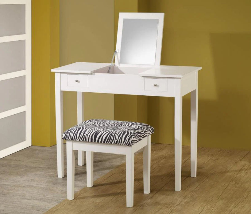 Vanity white w/ seat, mirror 2pc set NEW CO-300285