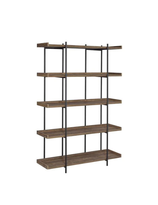 Lawton Mid Cenutry Modern bookcase aged walnut/black finish CO-804294