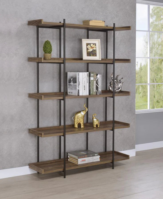 Lawton Mid Cenutry Modern bookcase aged walnut/black finish CO-804294