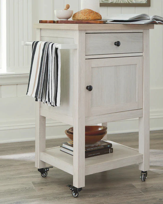 Boderidge bar cart antiqued white NEW AY-A4000333