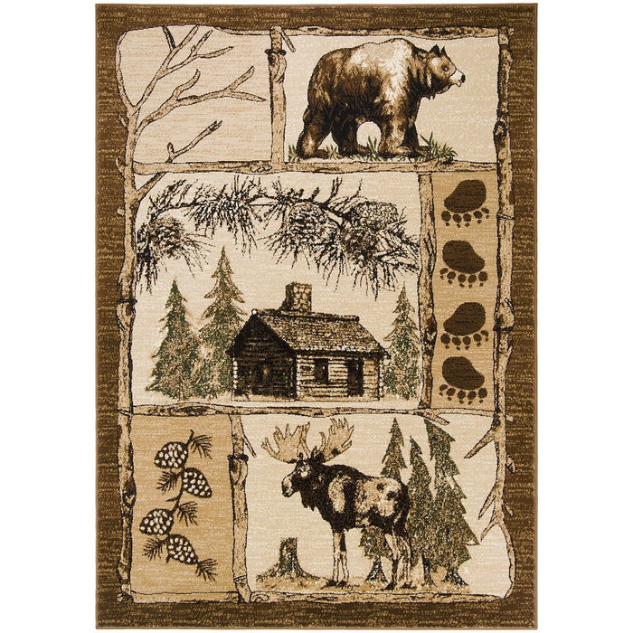 Persian Weavers Lodge 362 bear moose cabin rug 5x7 NEW PW-LD-3625x7