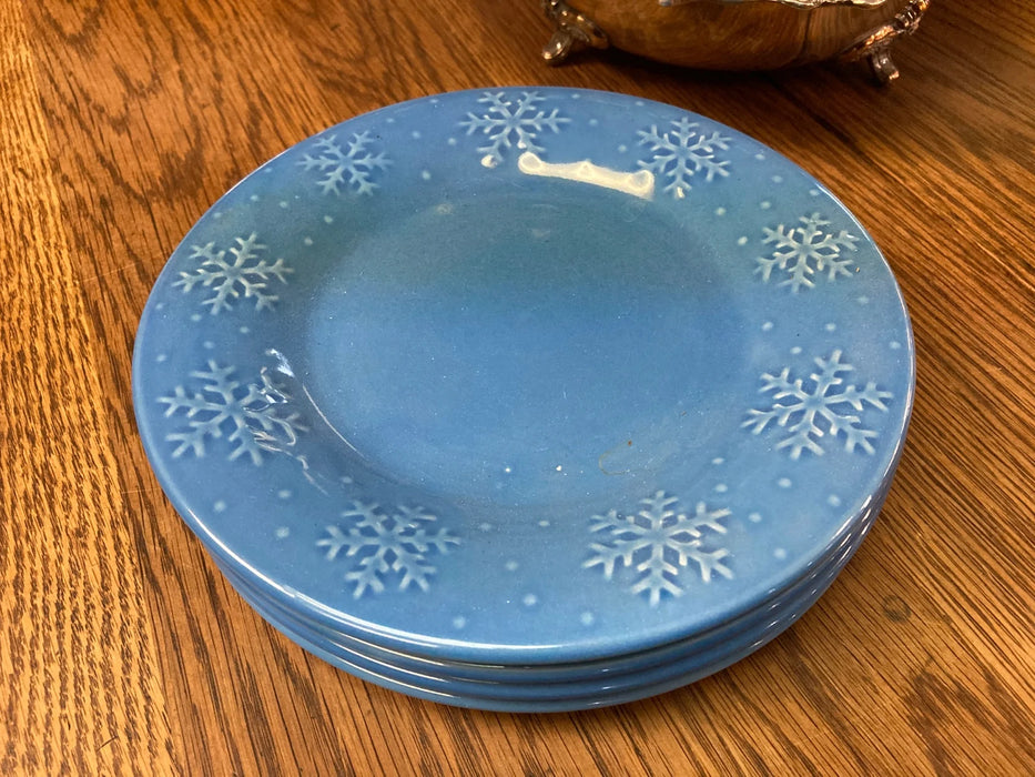 Blue ceramic snowflake appetizer plates 27271