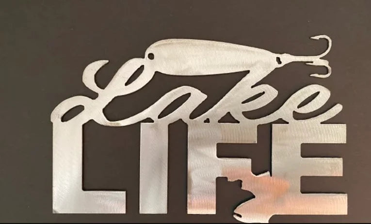 Lake life fishing sign hand crafted metal decor MS-1028