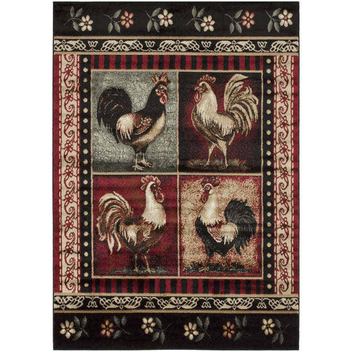 Persian Weavers Lodge 379 rooster rug 5x7 NEW PW-LD-3795x7