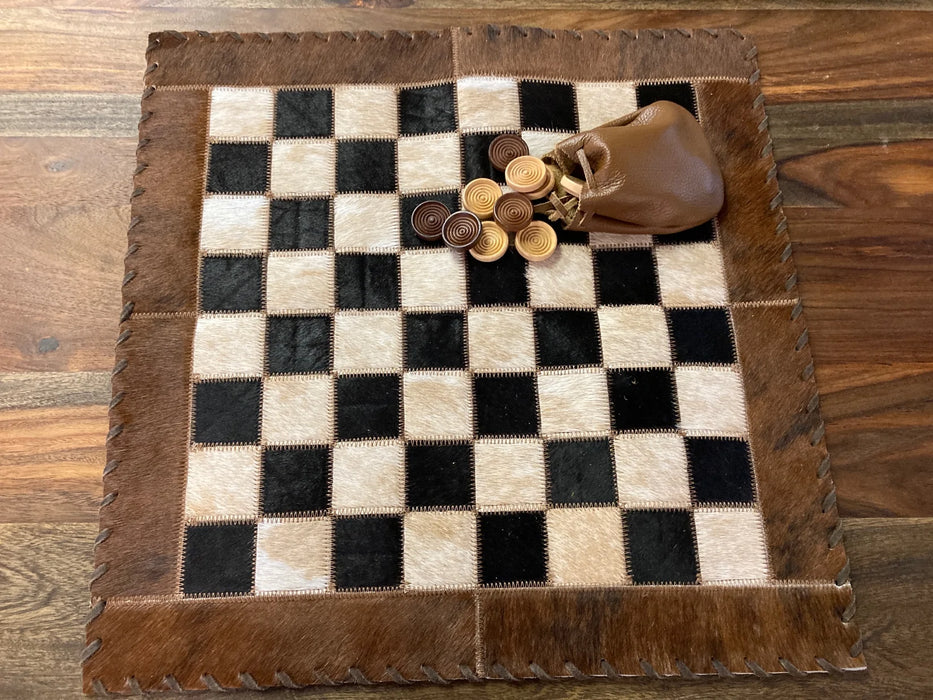 Cowhide and leather checkerboard set GL-20004