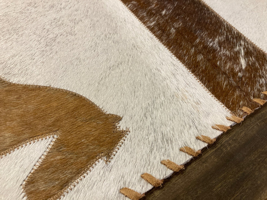 Cowhide and leather large table runner with fringe GL-20018