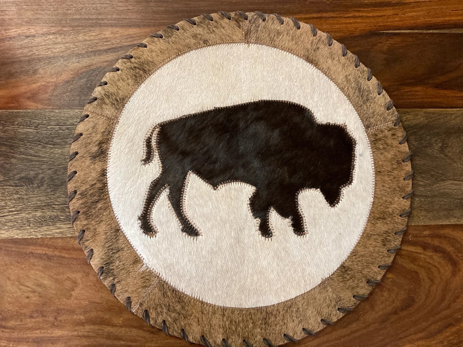 Cowhide and leather round placemats GL-20005