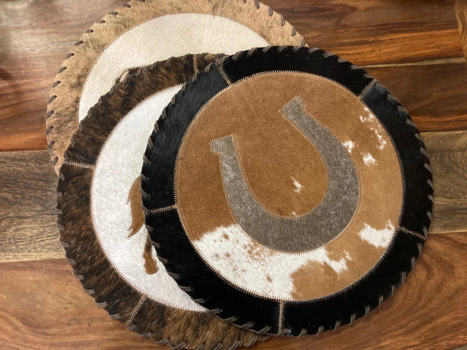 Cowhide and leather round placemats GL-20005