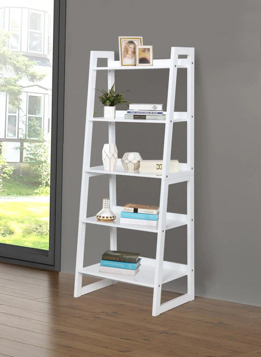 Bookcase ladder display shelf white NEW CO-805713