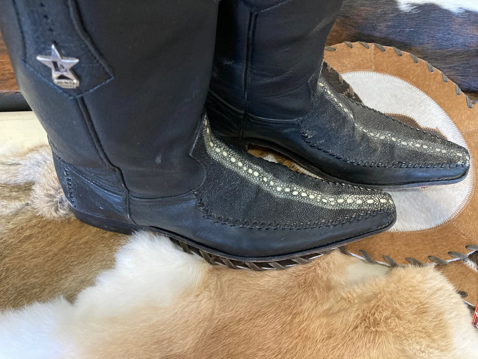 Los Altos boots men's size 10EE, USA, black alligator painted toe 27956