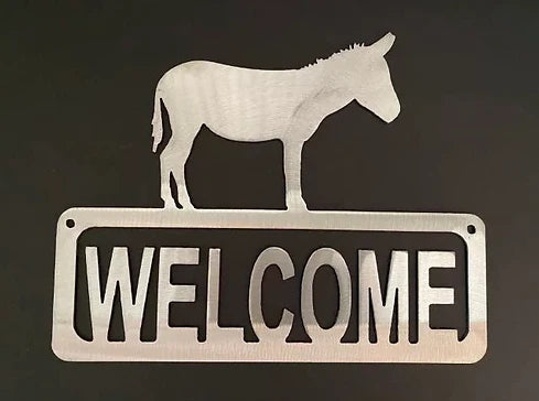 Donkey welcome metal sign western hand crafted decor MS-1075