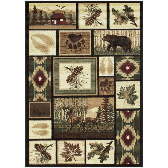 Persian Weavers Lodge 386 bear elk cabin rug 8x10 NEW PW-LD-3868x10