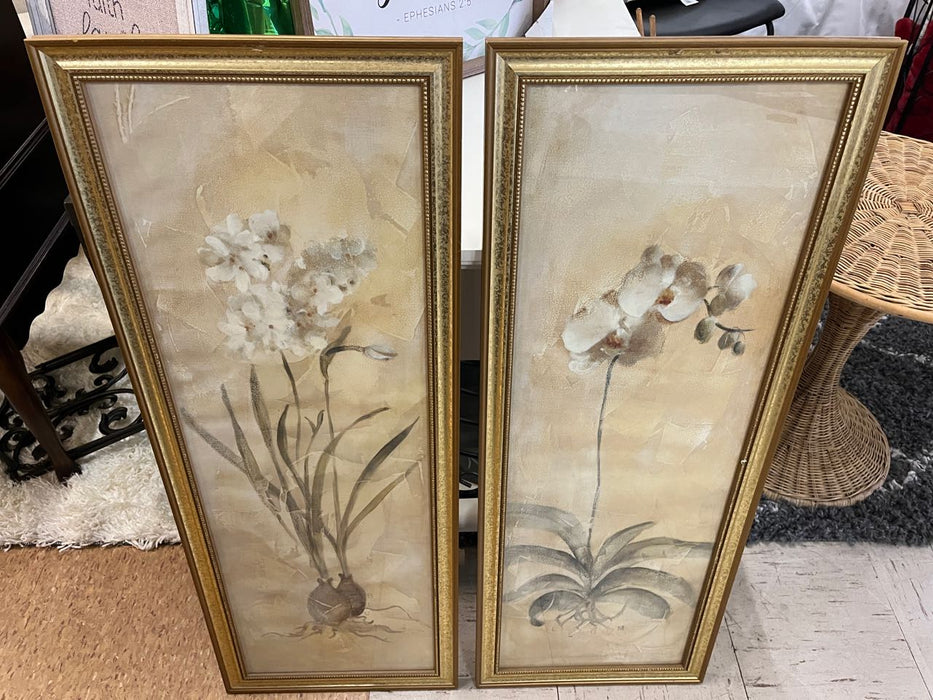 Pictures, gold floral, framed 29535