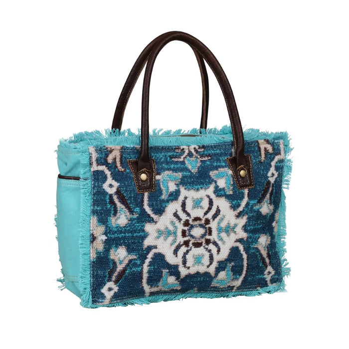 Aqua Imagica Canvas, Leather & Rug Tote Hand Crafted Myra Bag NEW MY-S-2106