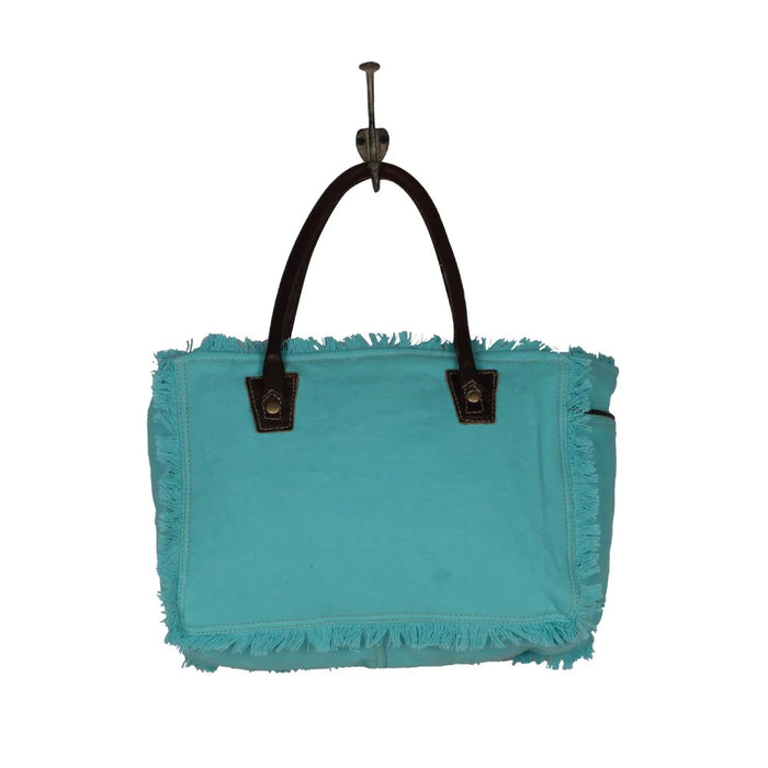 Aqua Imagica Canvas, Leather & Rug Tote Hand Crafted Myra Bag NEW MY-S-2106