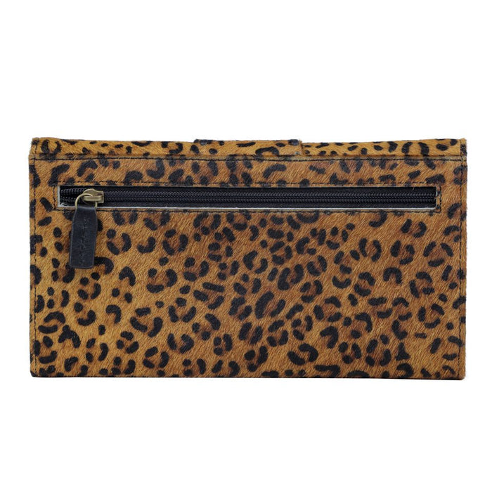 Pythagoras Hairon & Leather Leopard Print Wallet Hand Crafted Myra Bag NEW MY-S-3870