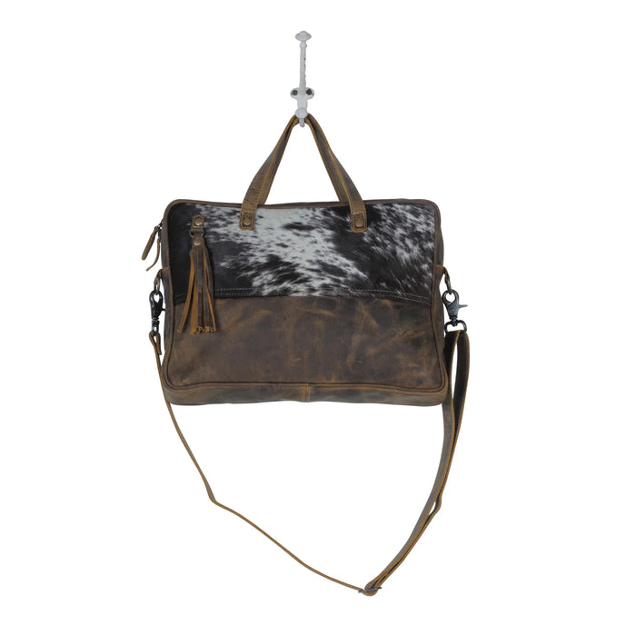 Sombre Hues Cowhide & Leather Laptop Bag Hand Crafted Myra Bag NEW MY-S-3819