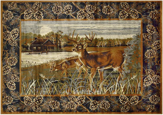 Persian Weavers Wilderness 756 elk cabin rug 2x3 NEW PW-WD-7562x3