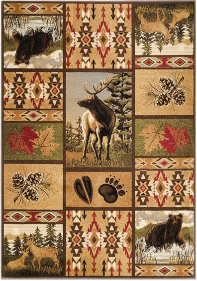 Persian Weavers Wilderness 760 elk bear rug 8x10 NEW PW-WD-7608x10