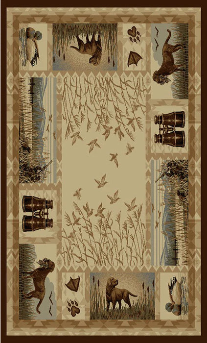 Persian Weavers Wilderness 764 dog hunting ducks runner rug NEW 2x7 PW-WD-7642x7