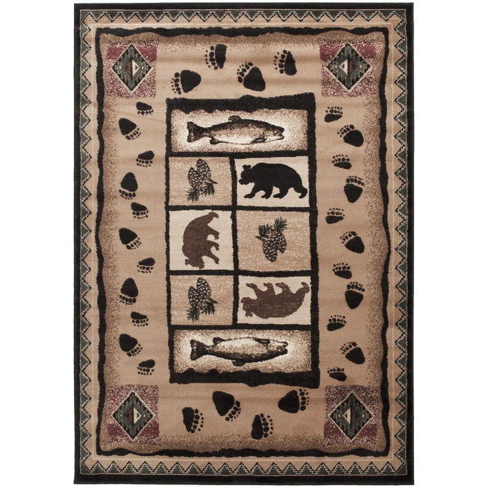 Persian Weavers Lodge 368 bear fish fishing runner rug 2x7 NEW PW-LD-3682x7