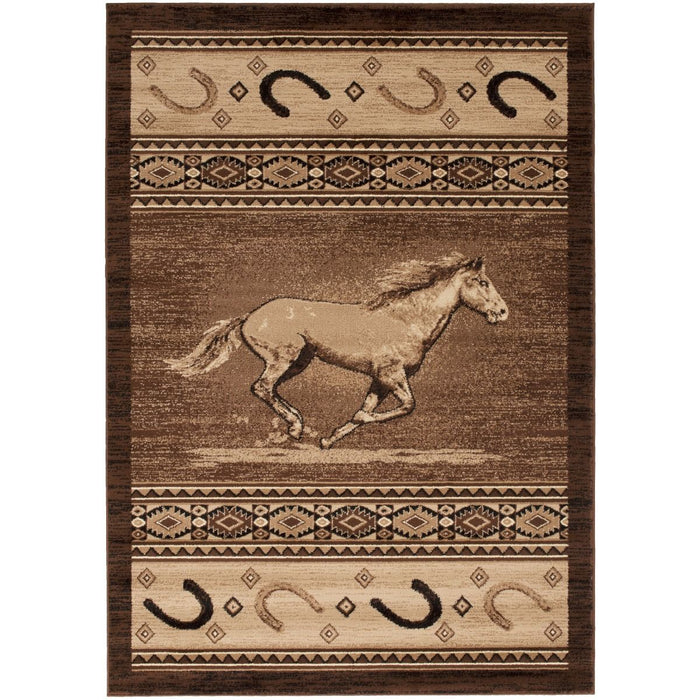 Persian Weavers Lodge 372 cowboy horse rodeo runner rug 2x7 NEW PW-LD-3722x7