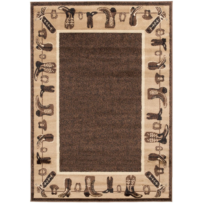 Persian Weavers Lodge 375 cowboy boot horse rodeo rug 2x3 NEW PW-LD-3752x3